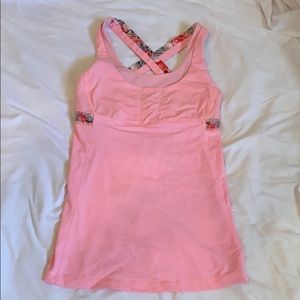 Pink floral criss-Cross tank top lululemon
